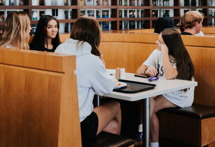 Students getting food in residence